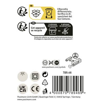 Voici la traduction en français :<br><br>« FR Cet appareil se recycle » et symboles relatifs à l'élimination et au recyclage d'un appareil. Indications du fabricant ci-dessous.