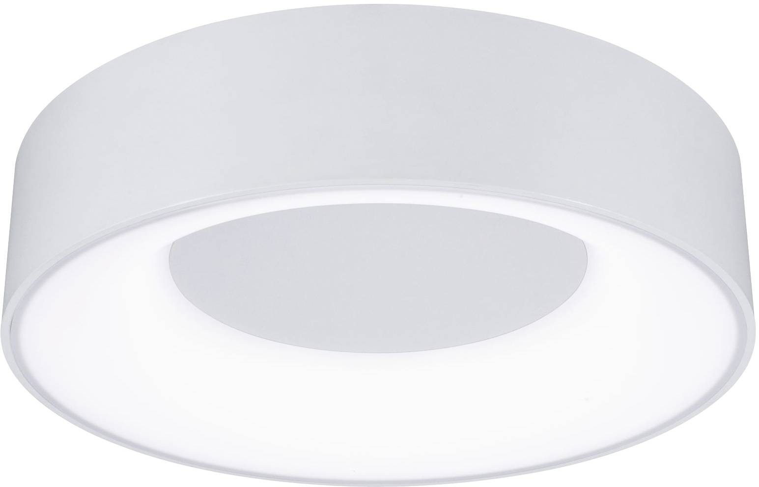 Plafonnier rond blanc au design simple et moderne.