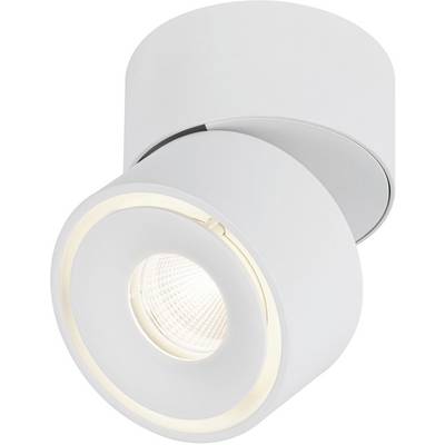 Plafonnier blanc cylindrique à projecteur LED orientable. Design minimaliste pour un éclairage intérieur moderne.