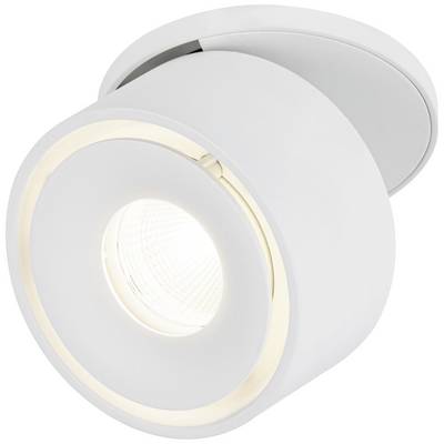 Plafonnier blanc, rond, avec éclairage LED central. Design moderne, adapté aux espaces intérieurs tels que le salon ou la cuisine.