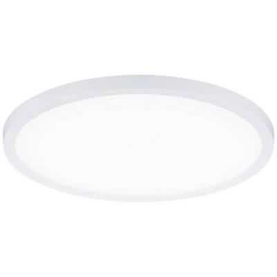Plafonnier LED rond blanc au design épuré, adapté pour un éclairage uniforme d'une pièce.