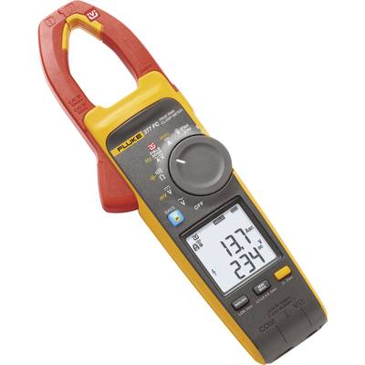 Un multimètre à pince ampèremétrique Fluke jaune et rouge affiche '137 A' et '234 V' sur son écran.