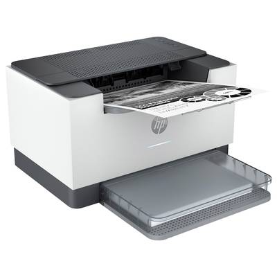 Une imprimante produit une page imprimée. Le papier présente un document en noir et blanc avec des éléments graphiques.