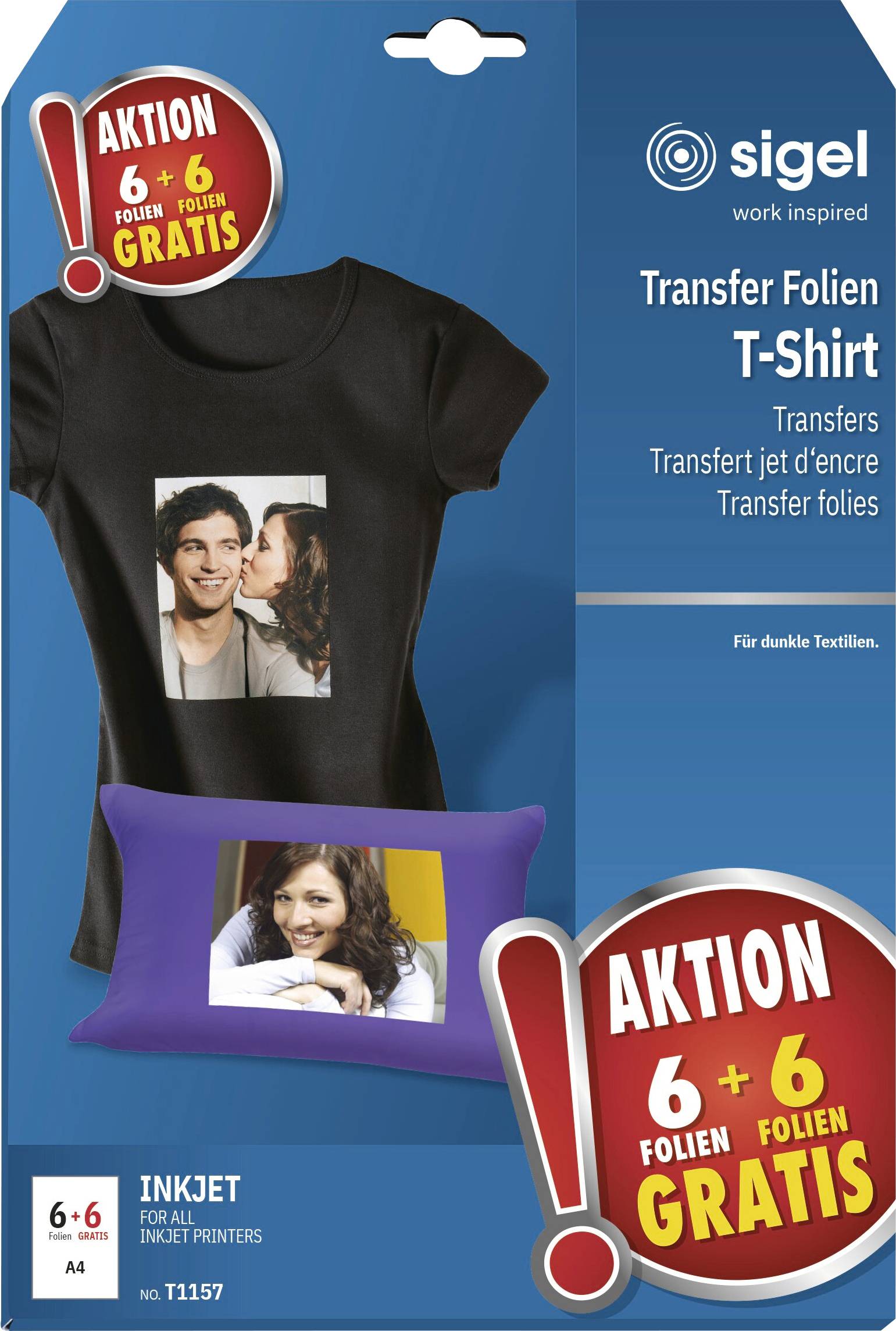 Sigel T1157 T1157 Film de transfert pour tee-shirt 250 g/m² 12 feuille(s)
