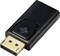 Un adaptateur DisplayPort noir avec un connecteur doré. L'adaptateur est utilisé pour transmettre des signaux vidéo numériques.