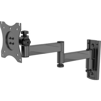 Un bras de support de moniteur pivotant et réglable en métal, fixé au mur. Idéal pour positionner un écran de manière flexible.