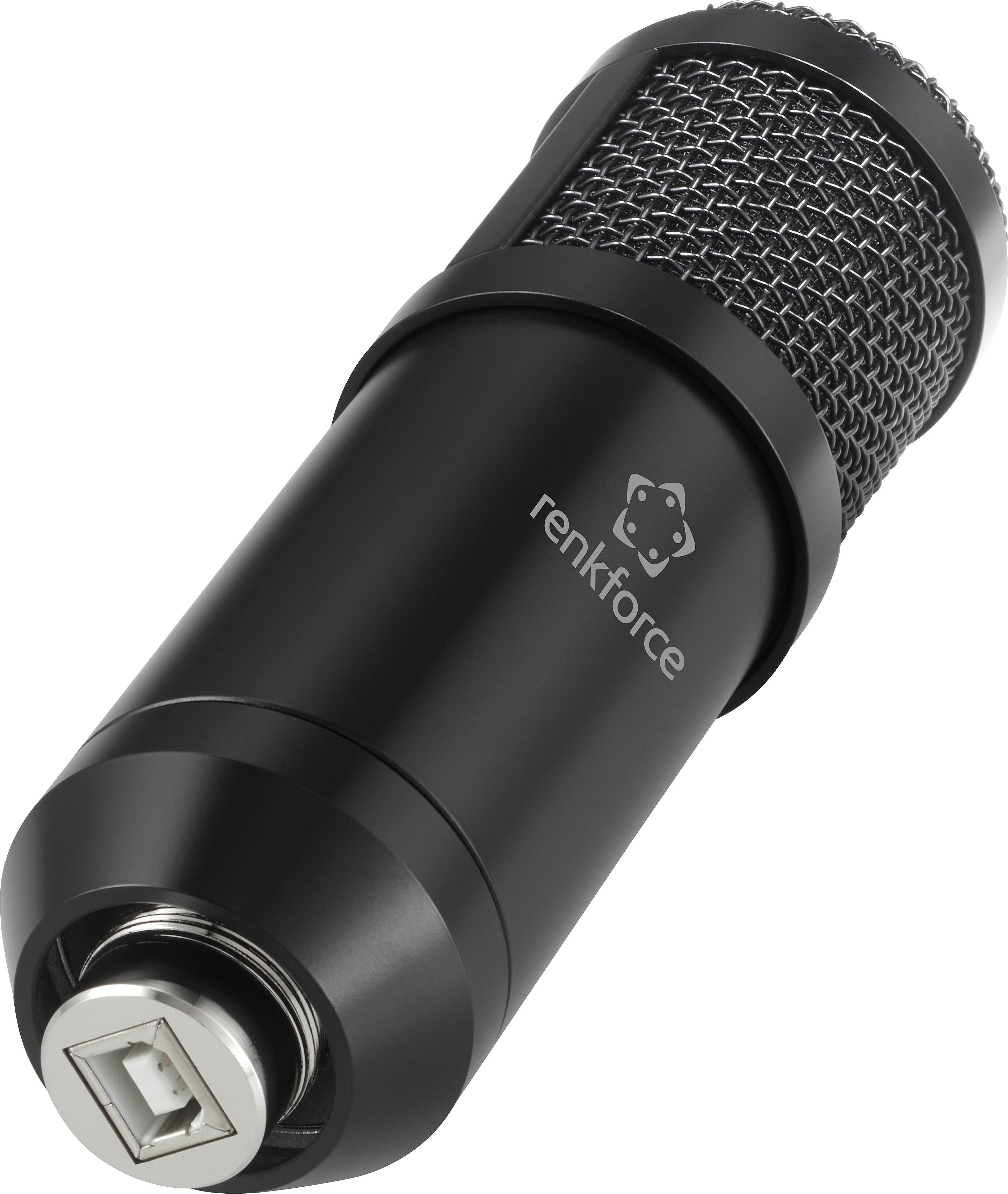 Un microphone noir avec connexion USB, adapté pour les enregistrements audio numériques.
