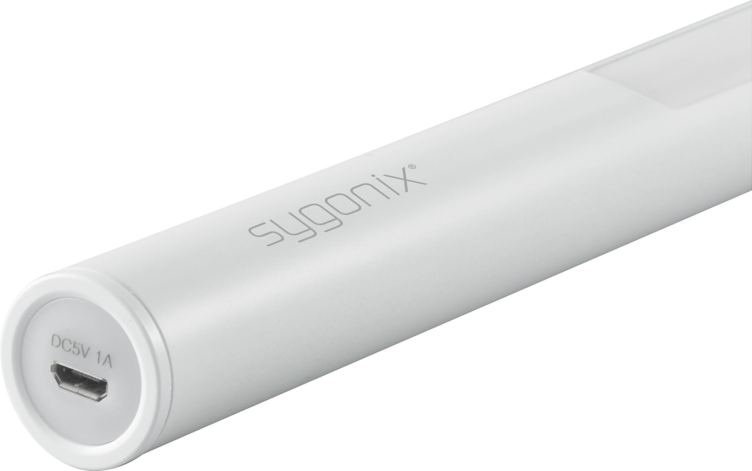 Lampe LED portable USB de Sygonix au design élégant et blanc, alimentée par USB. Parfaite pour les déplacements.