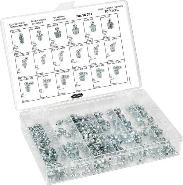 Pressol Boîte d'assortiment de graisseurs 180 pièces 215 mm   1 pc(s)