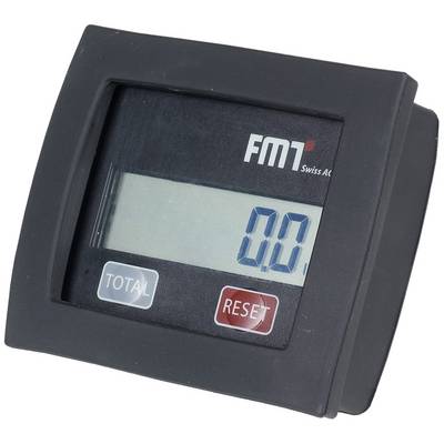 Compteur numérique avec deux boutons, 'Total' et 'Réinitialiser', sur un boîtier sombre. L'affichage indique '0,0'.