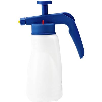 Vaporisateur avec une poignée bleue et un réservoir blanc, souvent utilisé pour arroser les plantes ou nettoyer.