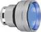 Bouton rond argenté avec un centre bleu, adapté pour des applications mécaniques, placé sur un fond blanc.