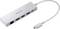 Un hub USB-C blanc de Samsung avec des ports HDMI, Ethernet, deux ports USB et alimentation USB-C, connecté via un câble USB-C.