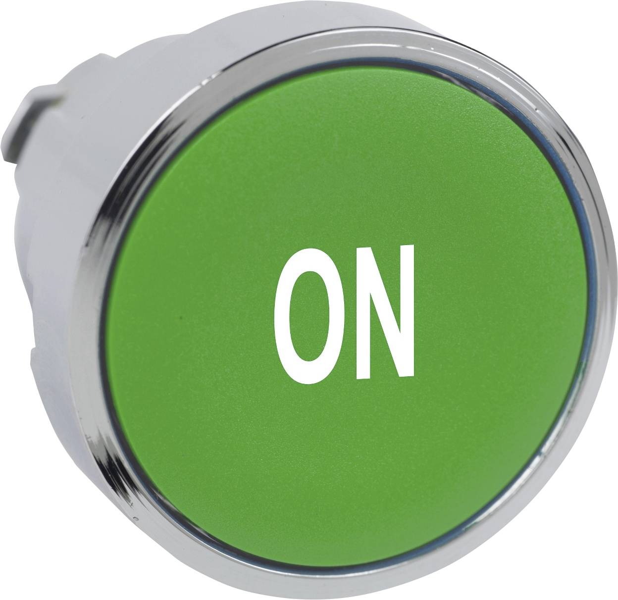 Bouton vert portant l'inscription 'ON', symbolisant l'état de mise en marche.
