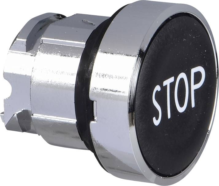 Schneider Electric ZB4BA234 ZB4BA234 Élément frontal pour bouton-poussoir réinitialisable (Ø) 22 mm STOP chrome, noir 1 pc(s) Piece