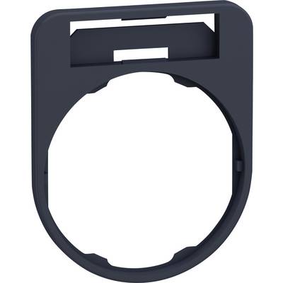Cadre en plastique sombre, de forme ovale, avec une ouverture rectangulaire en haut, probablement un élément d'un dispositif technique ou d'un support.