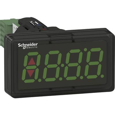 Afficheur électronique de Schneider Electric avec des chiffres LED verts et des touches de flèches rouges sur la façade.