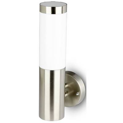 Lampe murale moderne argentée au design cylindrique élégant et au diffuseur lumineux blanc. Adaptée à l'éclairage intérieur.