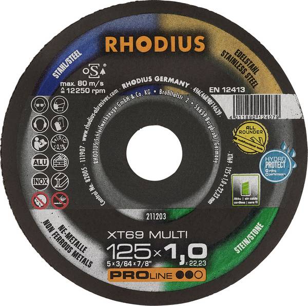 Rhodius XT69 MULTI BOX 211211 Disque à tronçonner 125 mm 10 pc(s)