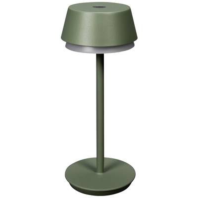Une lampe sur pied verte avec un support élancé et un abat-jour cylindrique. Elle est placée devant un arrière-plan neutre.