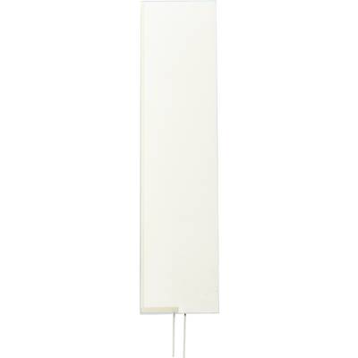 Un récepteur sans fil rectangulaire avec deux broches métalliques saillantes sur sa face inférieure.