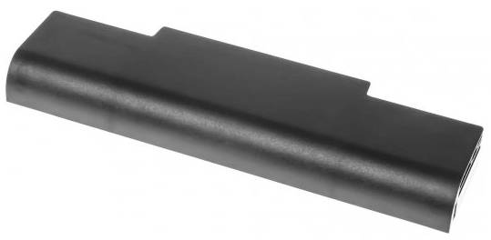 Batterie d'ordinateur portable noire, de forme cylindrique.