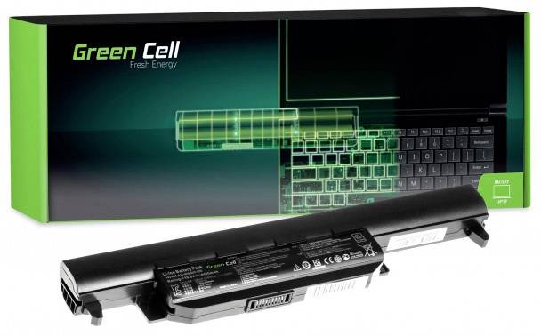 Pack de batterie de Green Cell avant son emballage. L'emballage présente une image stylisée d'un ordinateur portable avec un indicateur de batterie lumineux.