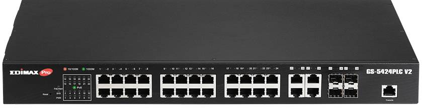 Un commutateur réseau doté de plusieurs ports Ethernet pour la connexion et la gestion des périphériques réseau dans une salle de serveurs.