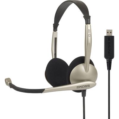 KOSS CS100 ordinateur Micro-casque supra-auriculaire filaire noir, or Suppression du bruit du microphone, Noise Cancell