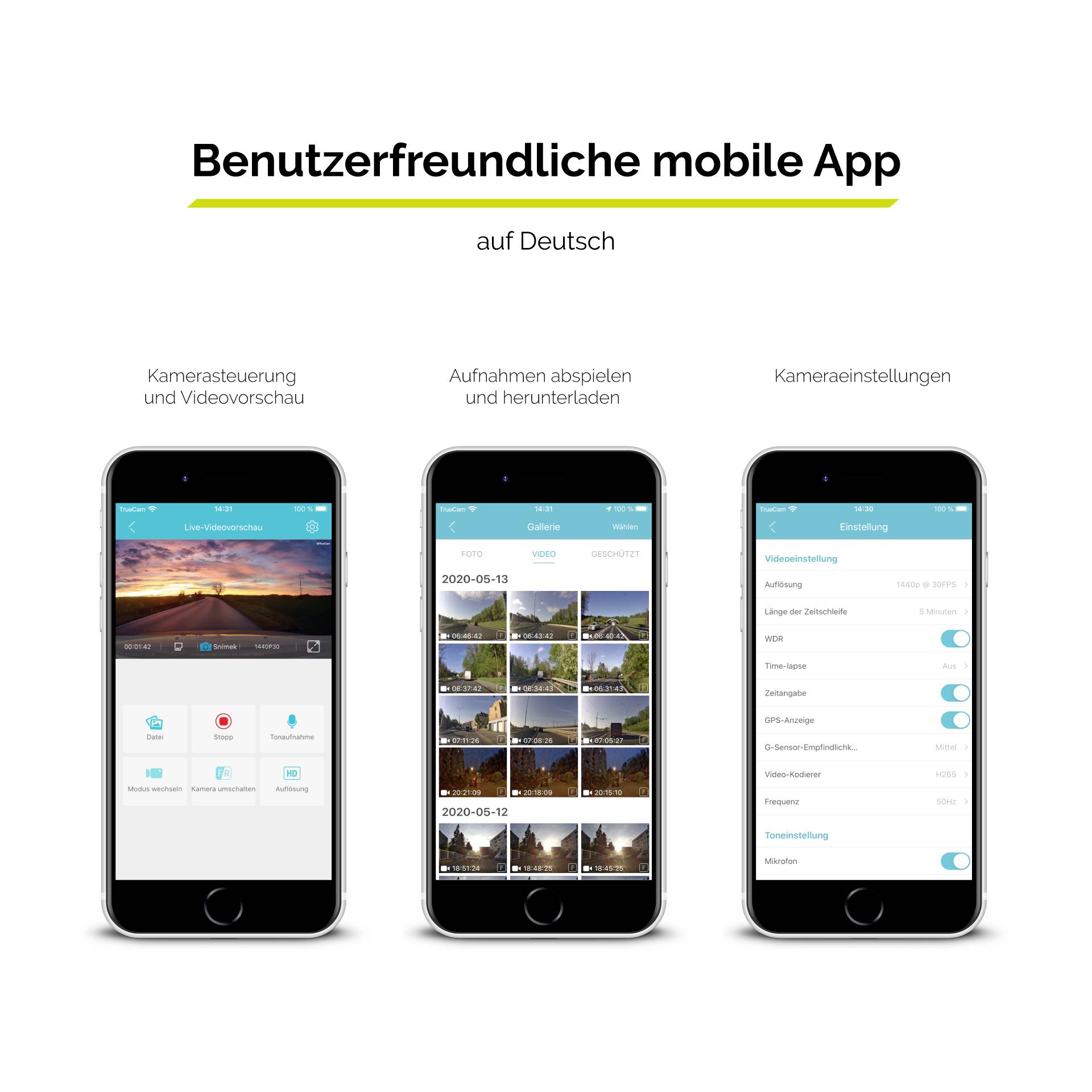 Caméra embarquée + GPS TrueCam H7 Wi-Fi, Démarrage automatique, WDR, GPS avec détection radar, Accéléré, Capteur G, Enre-6