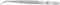 Une pince à épiler métallique courbée avec une poignée striée, utilisée pour saisir précisément de petits objets.