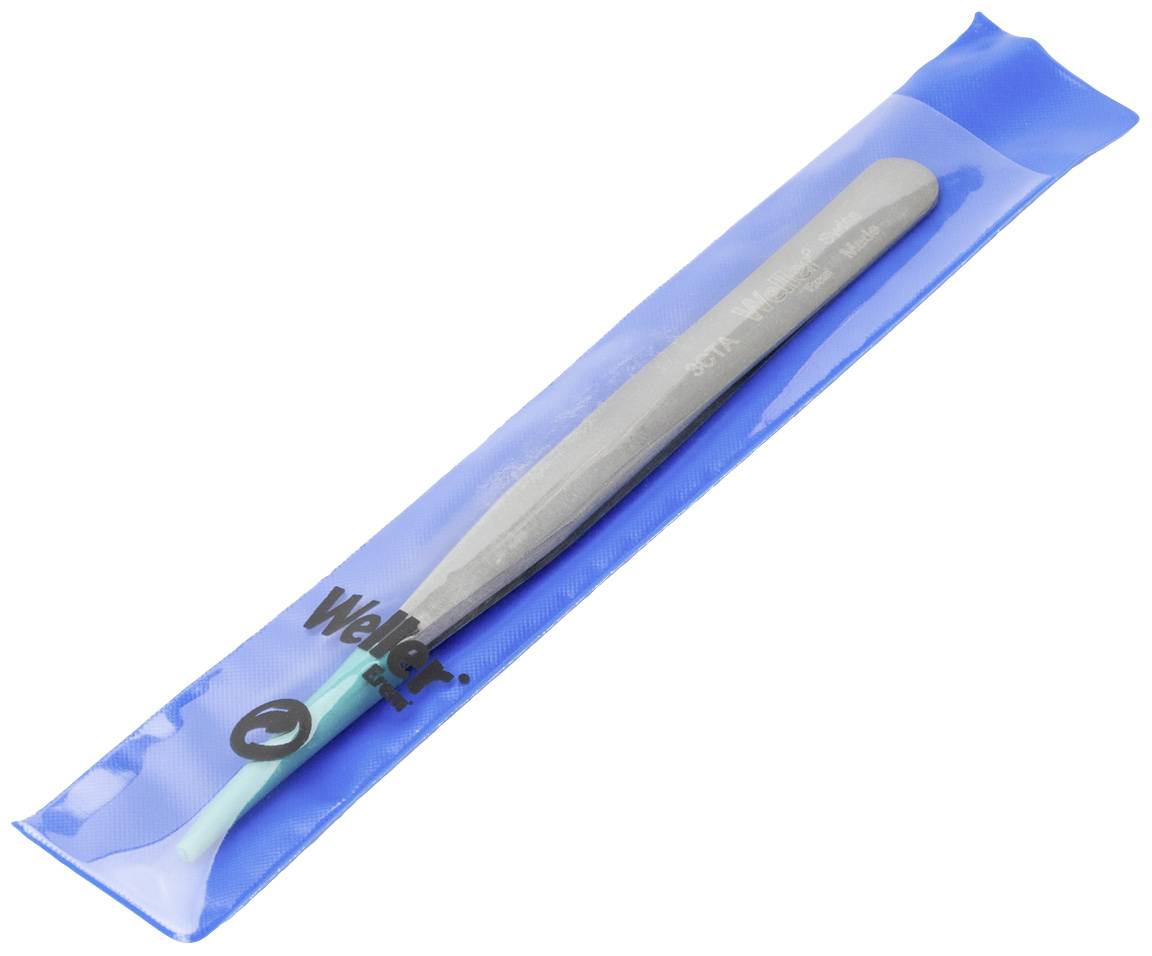 Un nettoyant pour pointe de fer à souder dans un emballage bleu, portant l'étiquette 'Weller'. Adapté pour nettoyer les pointes de fer à souder.
