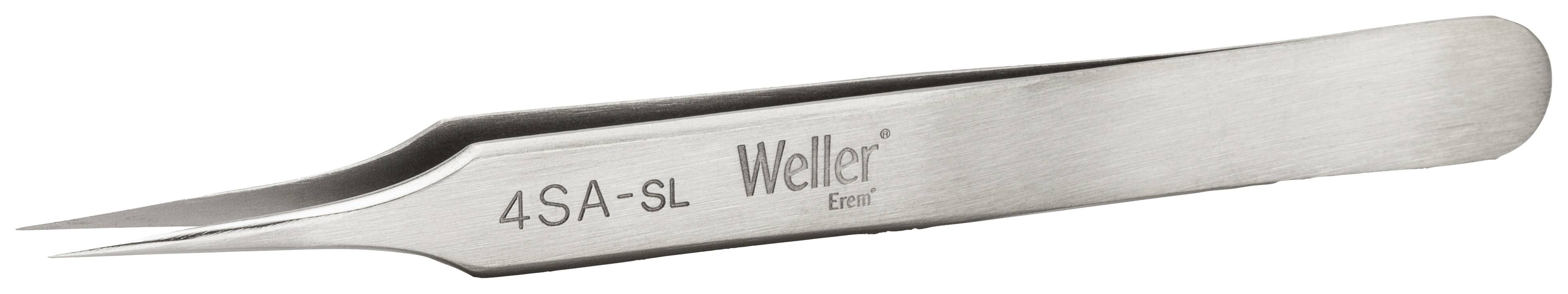 Une pince brucelles en métal portant l'inscription '4SA-sl Weller Erem', adaptée aux travaux de précision.