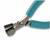 Pince à mors plats avec poignées turquoise, utilisée pour une préhension précise ou le serrage lors de travaux artisanaux.
