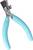 Une pince avec des poignées turquoise et un dispositif de coupe à l'extrémité, adaptée aux travaux de précision.