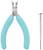 Pince avec des poignées turquoise à côté d'un petit tournevis. Les deux outils sont en métal.