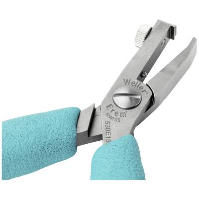 Pince coupante avec poignées turquoise et lames en métal, adaptée pour couper précisément de petits fils ou composants.
