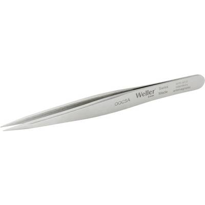 Pince métallique à pointe fine. Inscription : 'Weller Erem Swiss Made', adaptée pour saisir précisément de petits objets.