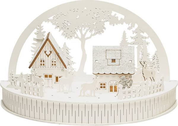 Konstsmide 3280-210 Arche en bougie maison avec animaux blanc chaud LED blanc