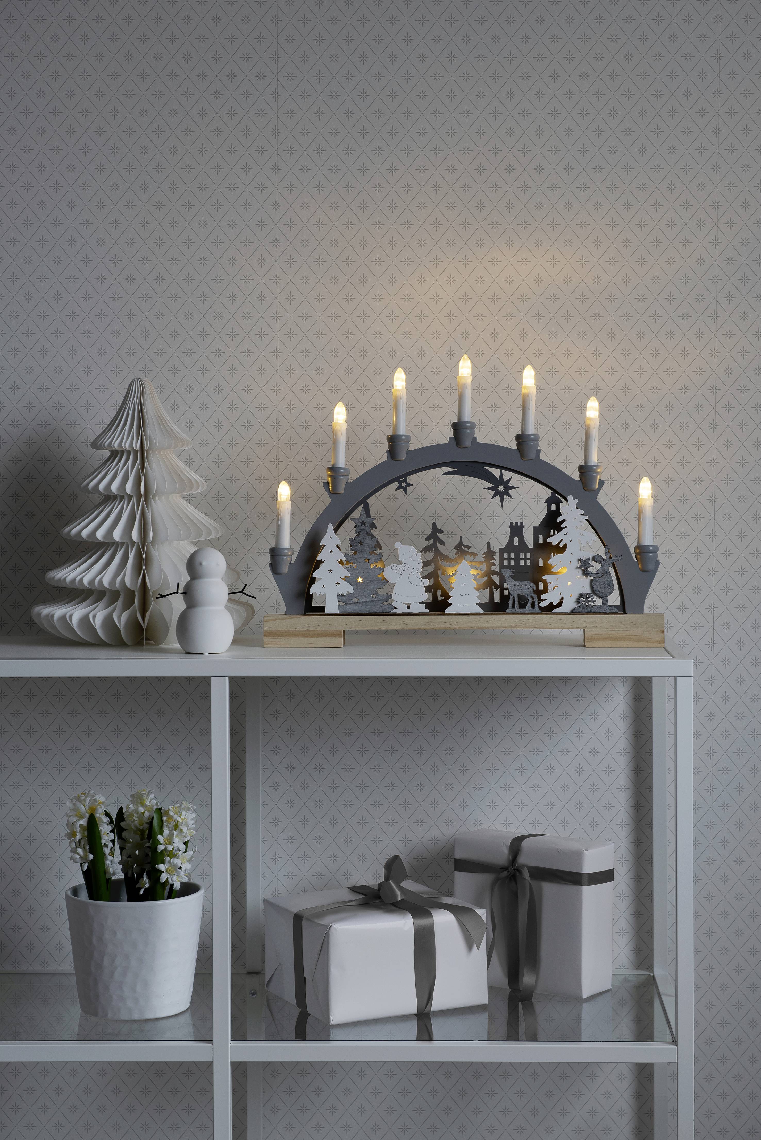 Konstsmide 3260-320 Arche en bougie forêt blanc chaud LED gris-2