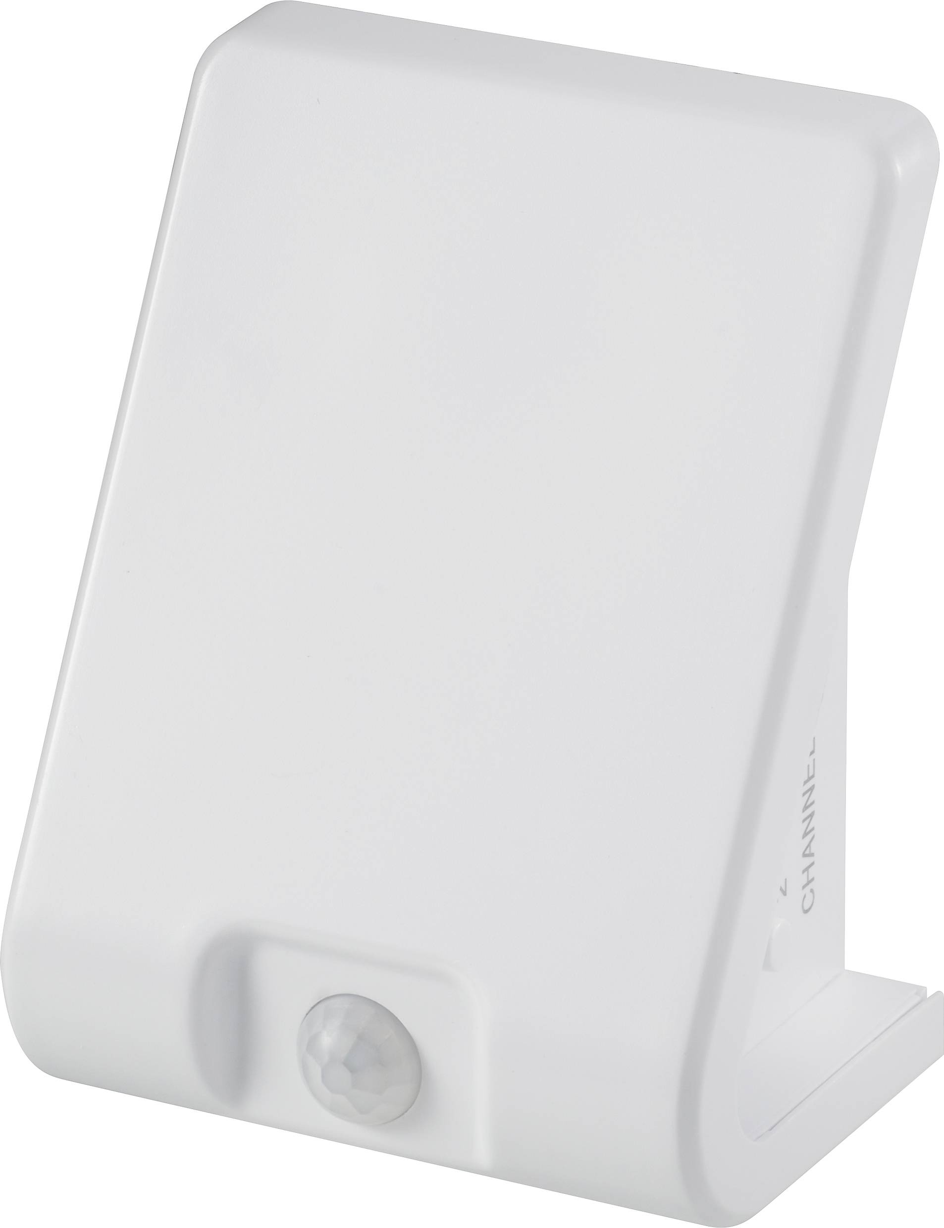 Veilleuse LED blanche avec capteur de mouvement sur la face inférieure. Idéale pour les espaces sombres.