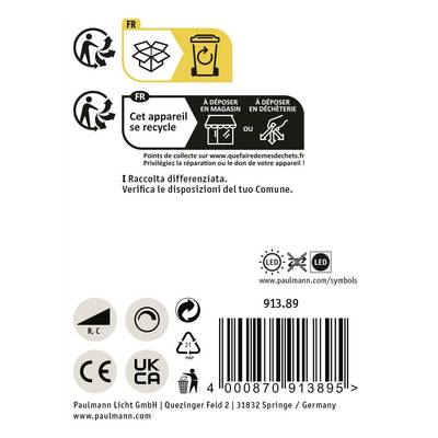 Cet appareil est recyclé. Des symboles indiquent les possibilités de recyclage et d'élimination dans les magasins ou les décharges. Lien web inclus.