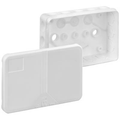 Deux couvercles en plastique blanc, l'un plat et rectangulaire, l'autre avec des découpes, probablement pour des connexions électriques.