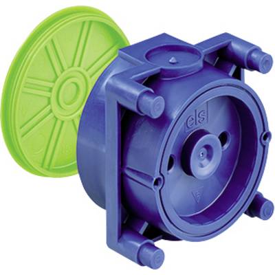 Une gaine de boîtier de dispositif en plastique bleu avec un couvercle vert, adaptée pour une utilisation dans les installations électriques.