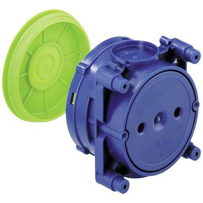 Boîtier encastrable bleu pour électronique avec couvercle amovible vert, adapté aux installations murales intérieures.