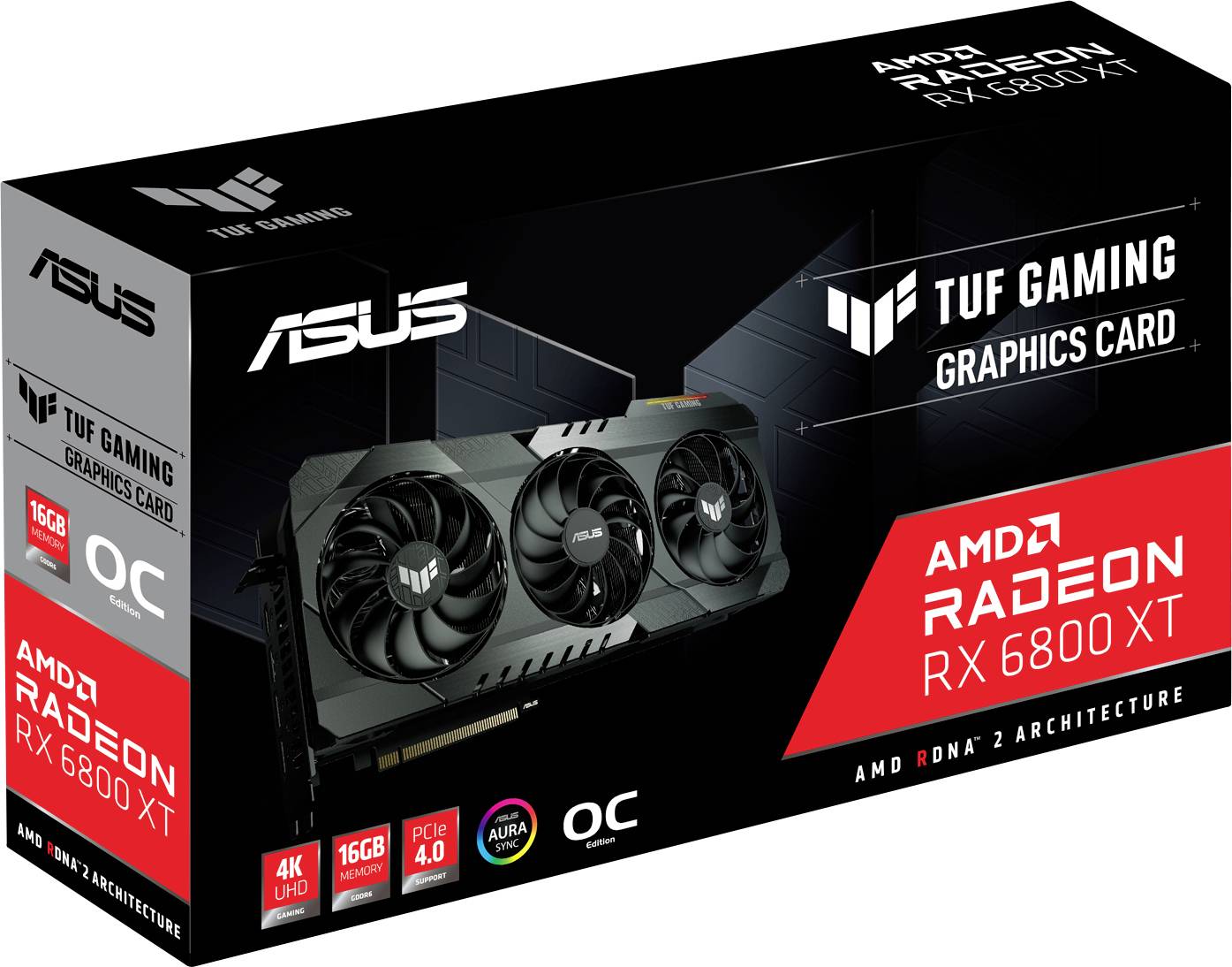 ASUS TUF Gaming TUF-RX6800XT-O16G-GAMING, Radeon RX 6800 XT, 16 Go, GDDR6, 256 bit, 7680 x 4320 pixels, PCI Express 4.0-3