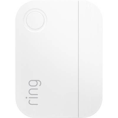 Un capteur blanc rectangulaire aux coins arrondis, avec un bouton circulaire en haut à gauche et l'inscription 'ring' en dessous.