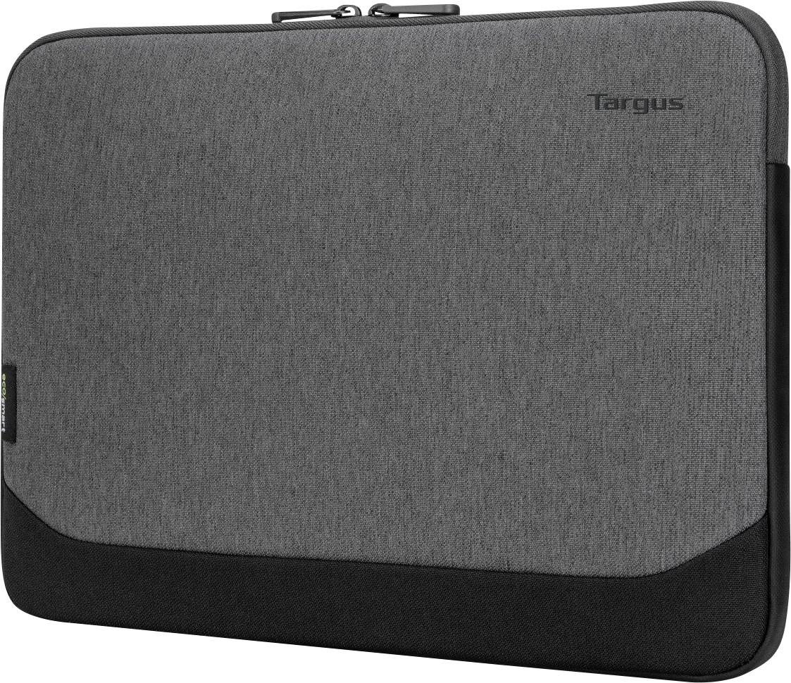 Pochette grise pour ordinateur portable de Targus avec fermeture éclair en haut. Elle présente un bas renforcé plus foncé pour une protection supplémentaire.