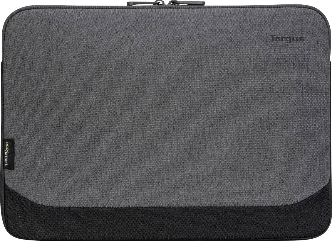 Pochette grise pour ordinateur portable avec fermeture éclair en haut, design épuré, adaptée au rangement et à la protection des ordinateurs portables.