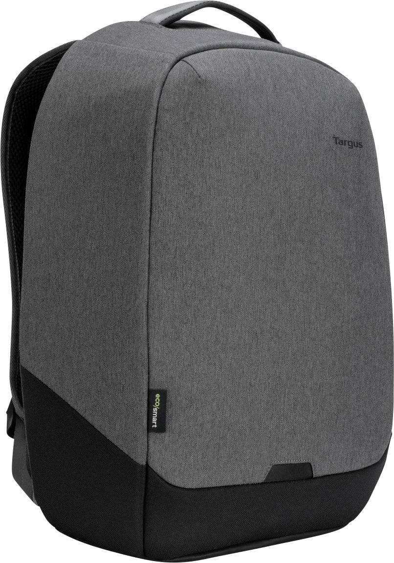 Sac à dos gris pour ordinateur portable au design épuré, avec le nom de la marque visible en haut à droite. Adapté pour le travail ou l'école, offrant une protection efficace.